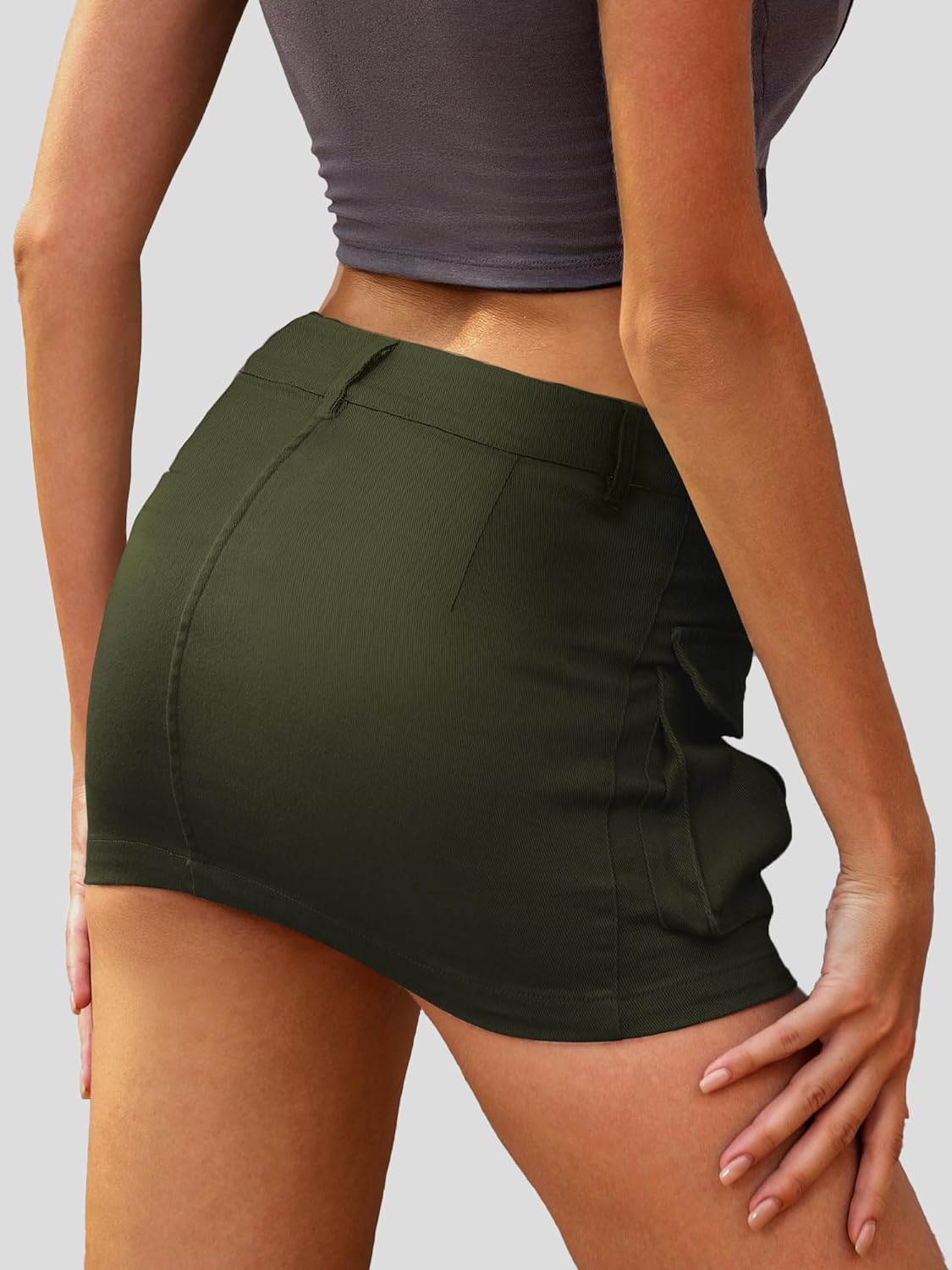 High Stretchy Cargo Skirt for Women Black