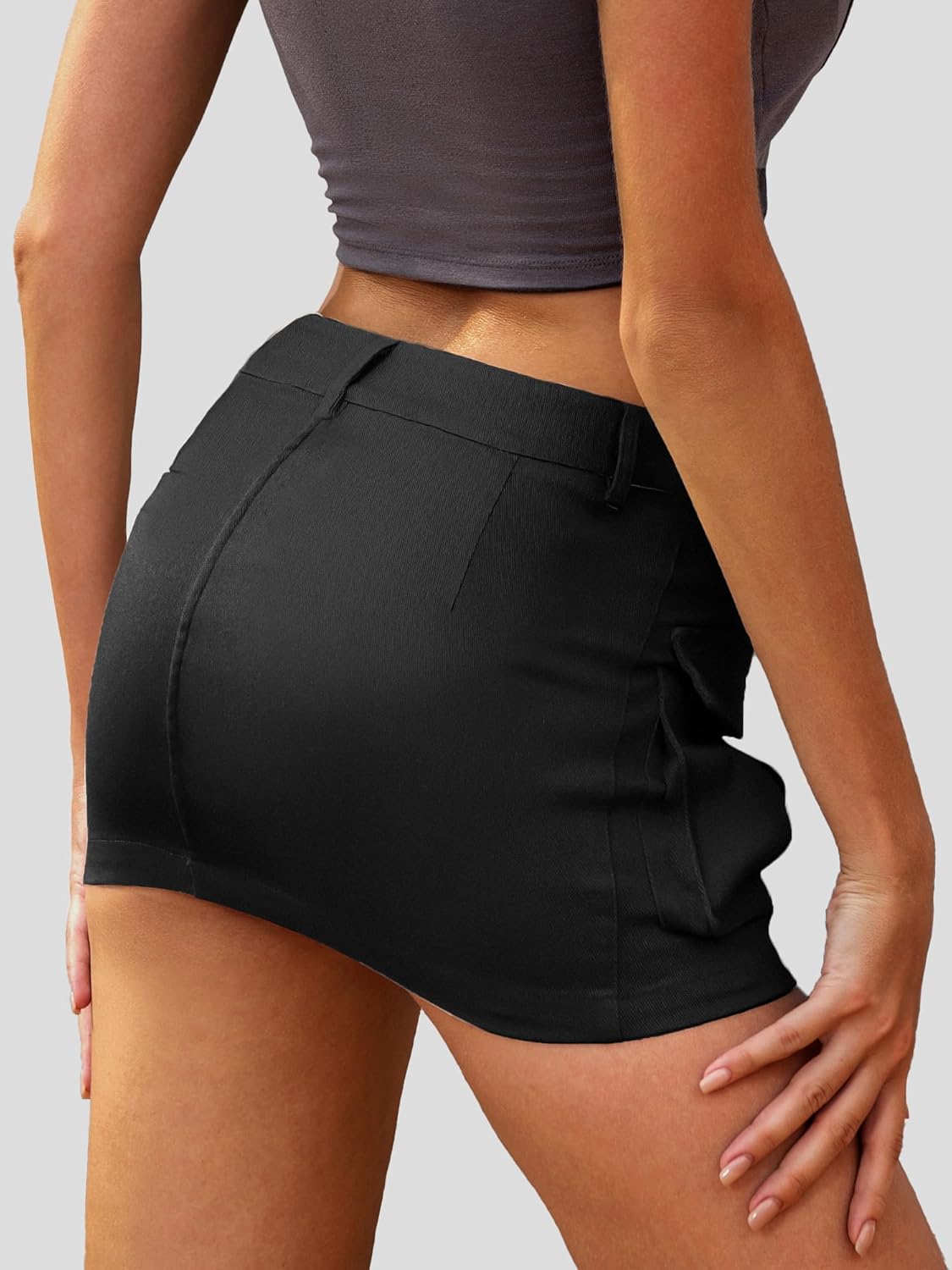 High Stretchy Cargo Skirt for Women White Leopard Print