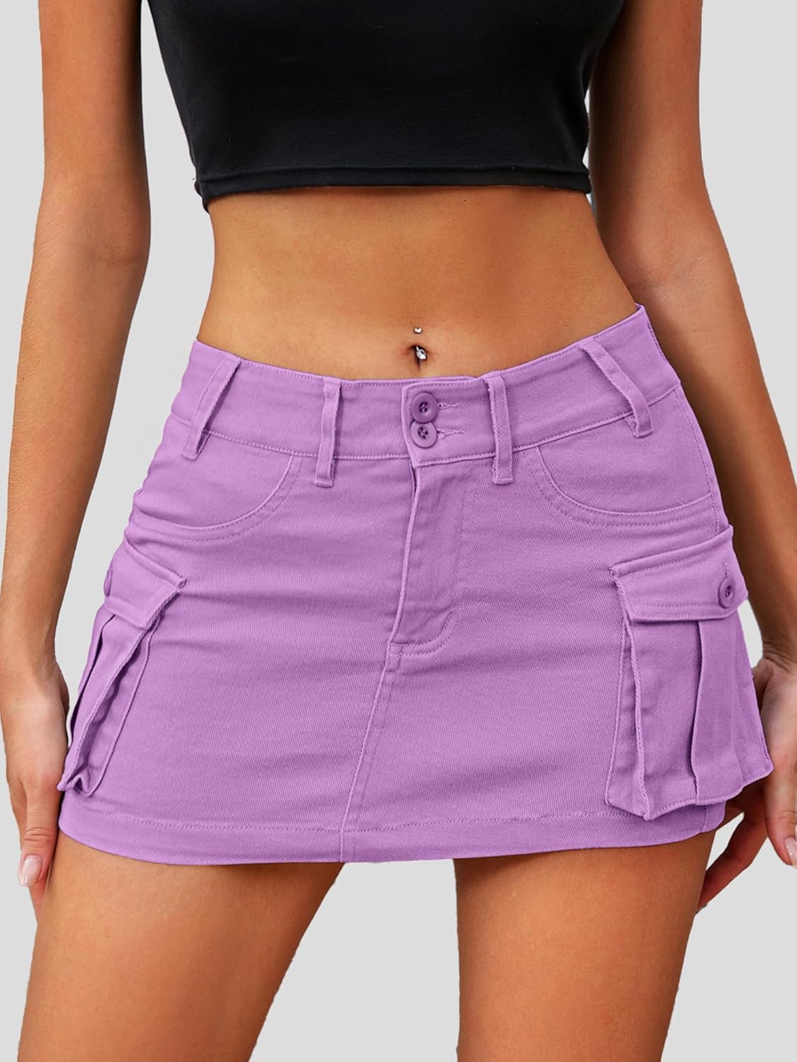 High Stretchy Cargo Skirt for Women White Leopard Print