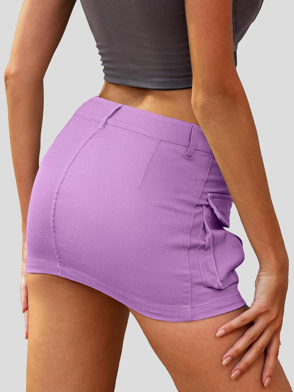 High Stretchy Cargo Skirt for Women White Leopard Print