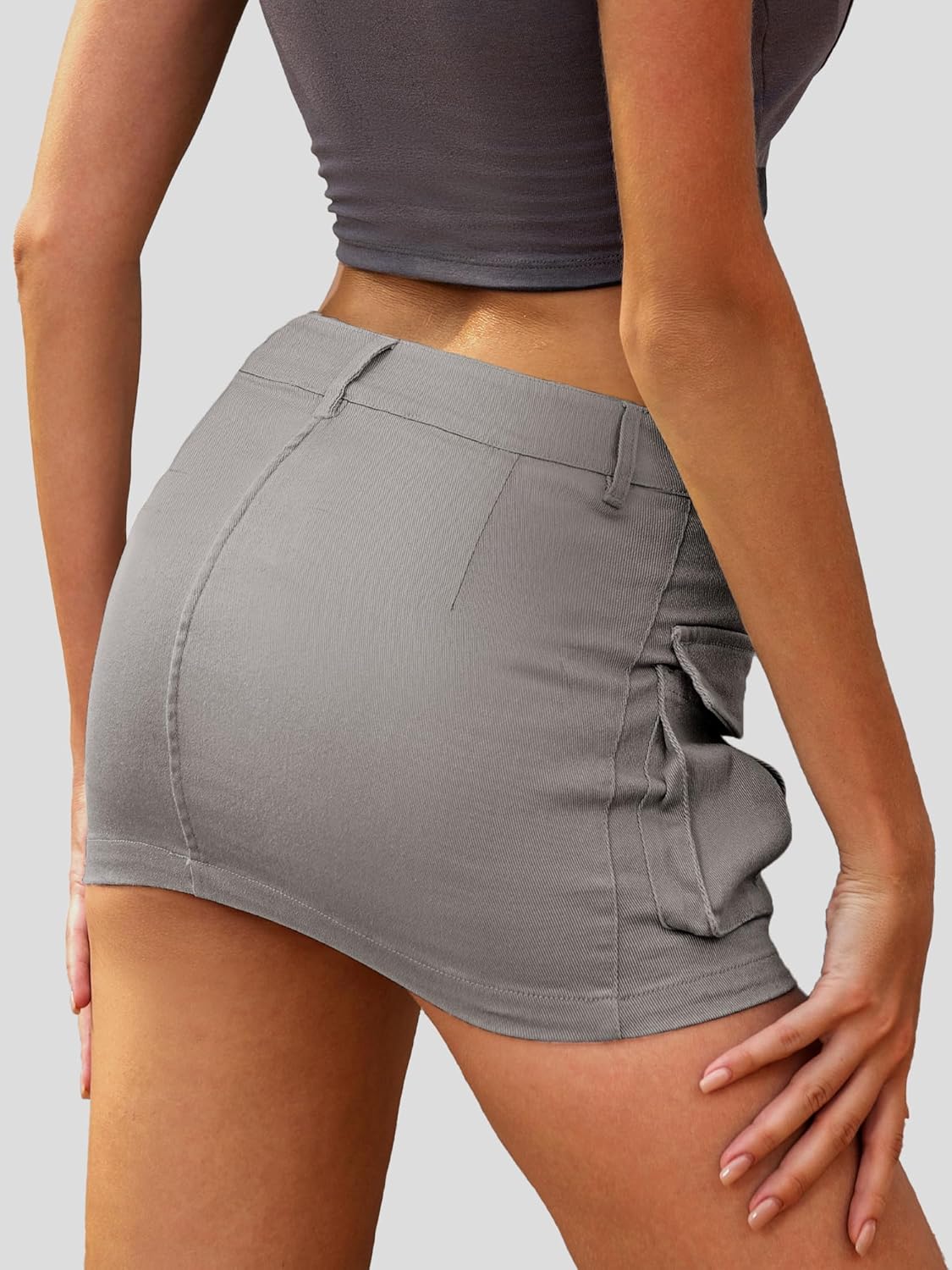 High Stretchy Cargo Skirt for Women White Leopard Print