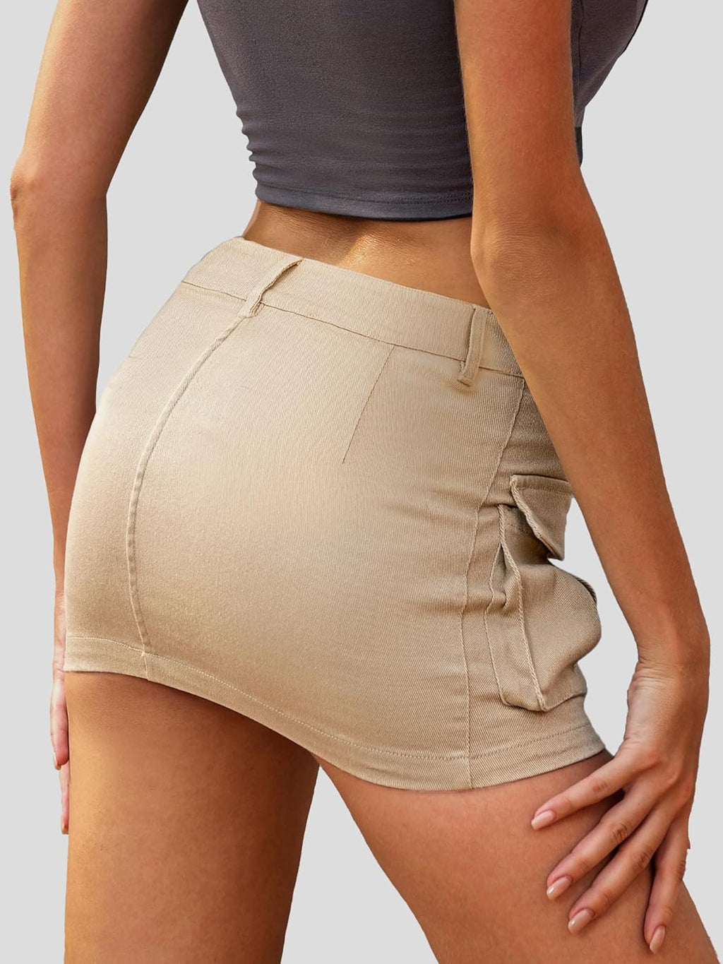 High Stretchy Cargo Skirt for Women White Leopard Print