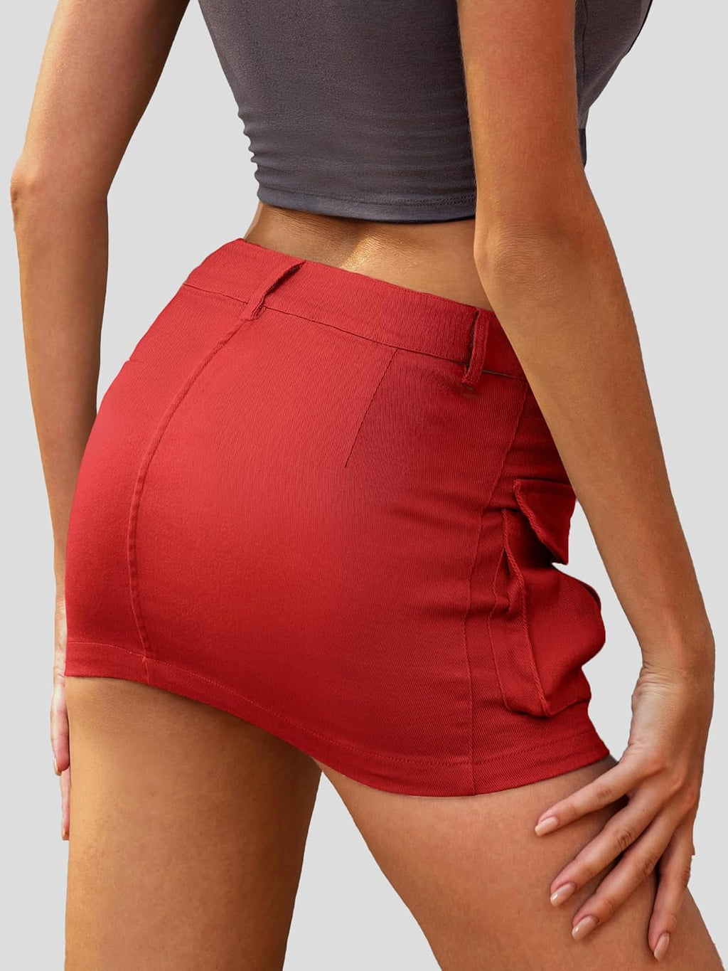 High Stretchy Cargo Skirt for Women White Leopard Print